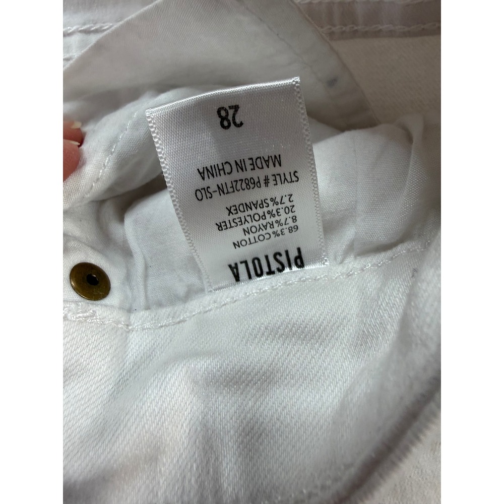 Pistola Jeans Womens 28 White Excellent Tapered Stretch Denim P6822FTN-SLO - Picture 4 of 7